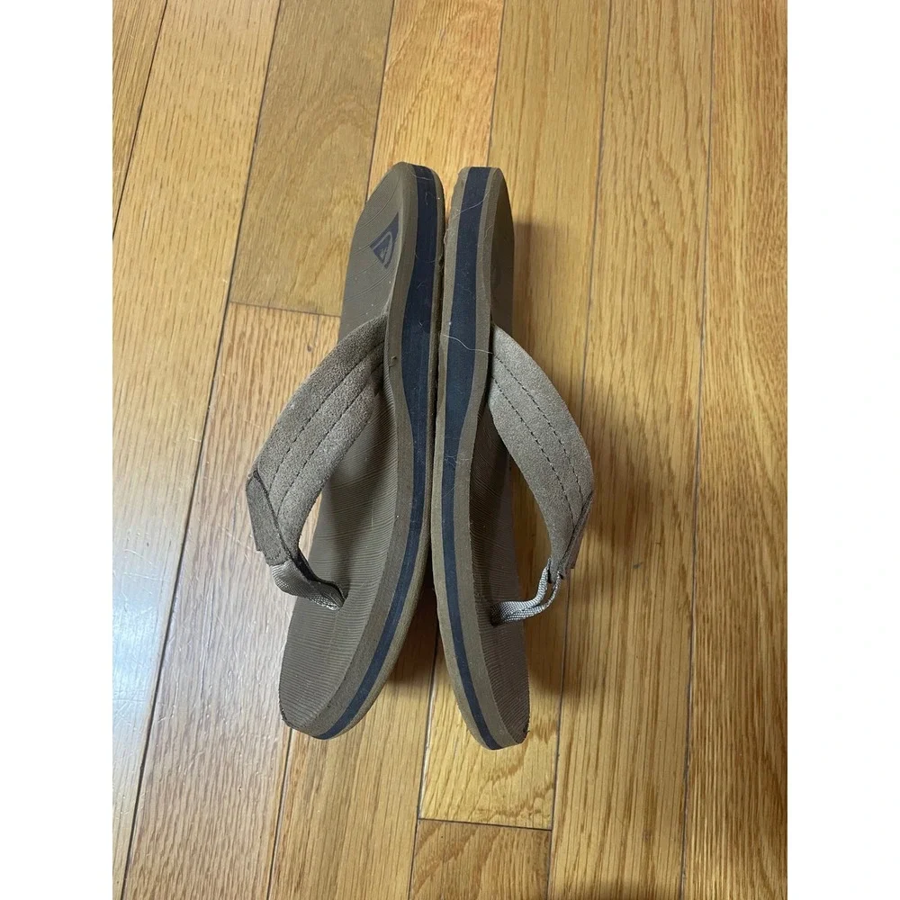 Quiksilver Kids Brown Tan Suede Strap Flip Flop Sandals Beach Thong Shoes